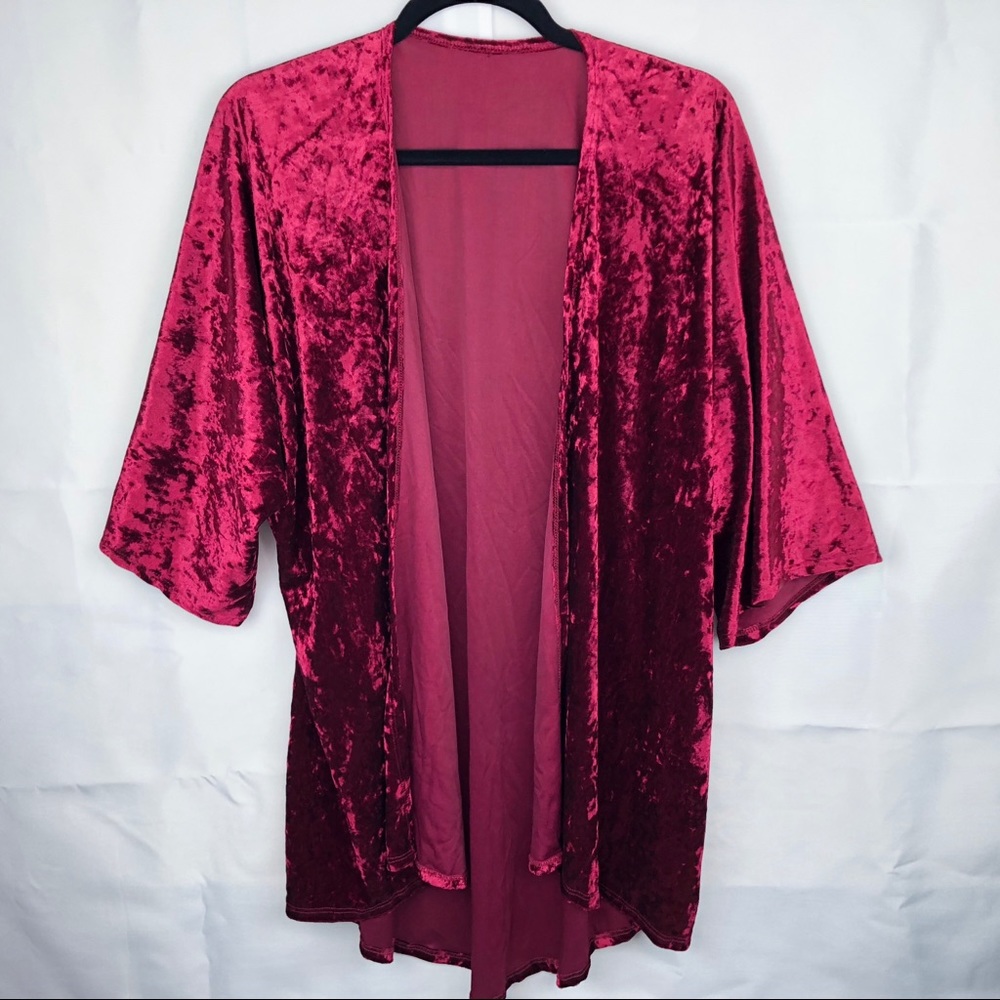 Velvet Velour maroon kimono size Small